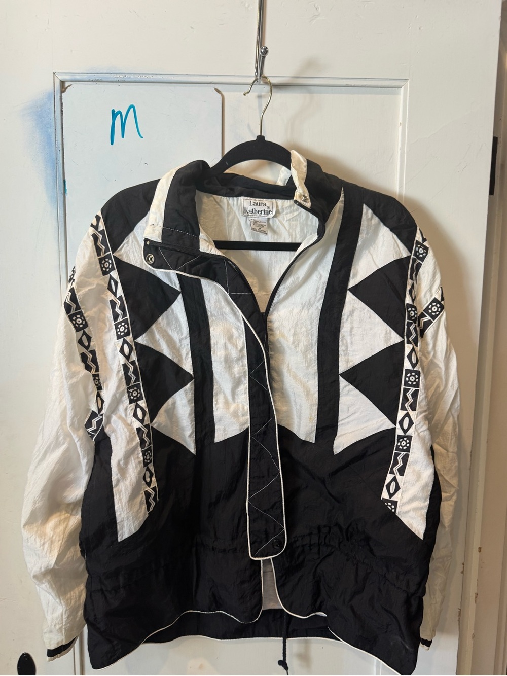 Laura Ashley Black & White Geometric Bomber Jacket